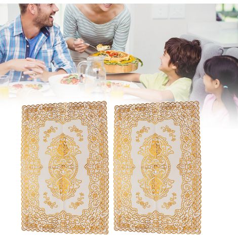 [Tischdecken-Set] [2-teilig] [PVC] [Gold] [30 x 45 cm] [Hitzebeständig] [Rutschfest] (1/5)