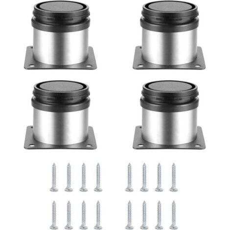 4 Pièces Pieds de Meubles Réglables, Pied de Table Reglable Hauteur Métal, Pieds Meuble Cuisine, Pieds de Meubles Armoires éTagèRes Table Acier Inoxydable, avec Vis (50X50MM, Argent) (1/4)