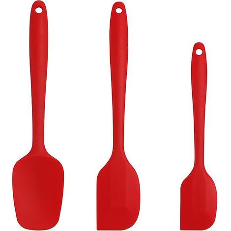 3-teiliges Silikonspatel-Set: Hitzebeständige, antihaftbeschichtete Küchenspatel aus Gummi bis 600°F (Rot) zum Kochen, Backen und Mischen (1/5)