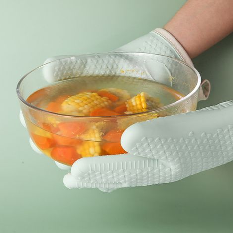 Gant de cuisine en silicone épais anti-brûlure, résistant à la chaleur, pour four à micro-ondes et grille-pain, vert menthe (1/5)
