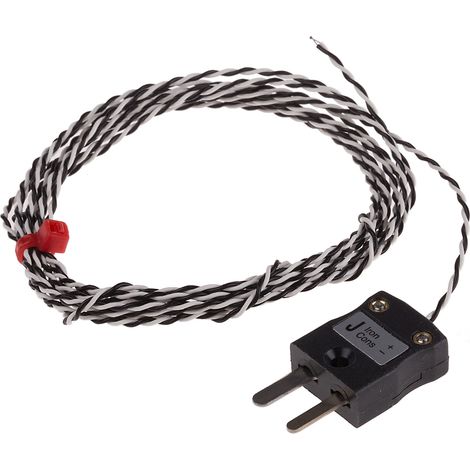 Thermocouple type J Ø 1/0.2mm, L 2m, +260°C max à Fiche mâle miniature ( Prix pour 1 )