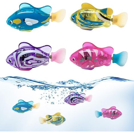 4 Pièces Roboter Fish, Poisson Roboter, Natation Fish avec Lumière, Fonctionnant sur Piles, Jouet réutilisable pour Bebe Enfants Chat Chiens, Jouet de Piscine pour la Piscine (1/5)
