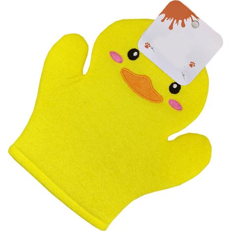 Gant de toilette exfoliant pour le corps, joli motif canard jaune, taille unique, idéal pour enfants et adultes. Taille unique. (1/5)