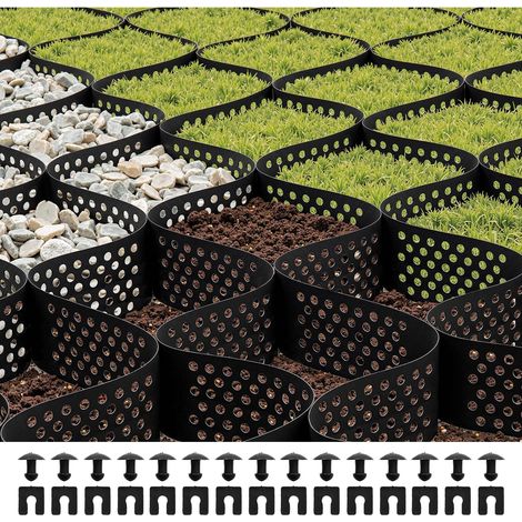 Stabilisateur de Gravier, 5,2x2,7 m, Grille de Stabilisation de Sol Géocellulaire, Profondeur 100 mm, Retenue de Gazon au Sol Stable, pour Allée, Patio, Jardin, Terrasse, Surfaces Planes, Pentes (1/5)