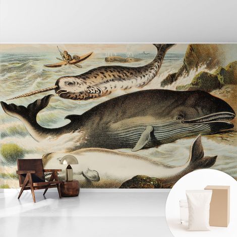 Papier peint intissé avec imprimé installation simple qualité excellente sans désordre - Colle incluse gratuite Géants marins 416x254 cm (1/5)