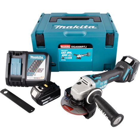 Smerigliatrice MAKITA 18 V Li-Ion 5,0 Ah Ø125 mm - 2 batterie, caricabatteria, in valigetta - DGA506RTJ (1/10)