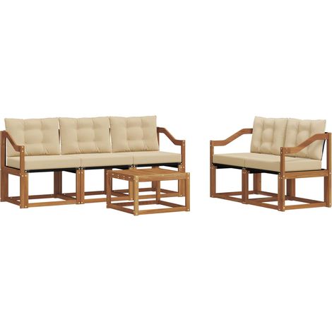 Ensemble de canapés d'extérieur 6 pcs Salon de jardin Naturel et Beige (1/5)