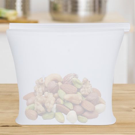 Lot de 2 sacs en silicone écologiques réutilisables pour la conservation des aliments, avec bande de fermeture pour la maison (1/5)