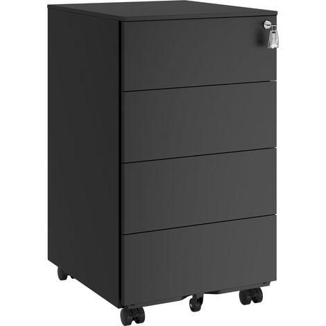 Caisson de Bureau, Métallique, Verrouillable, 4 Tiroirs (1/5)