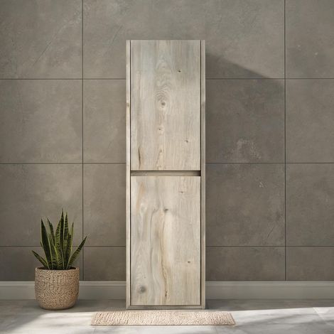 Meuble de rangement colonne salle de bain blanc 140 cm en plywood (1/5)