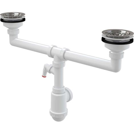 Alca Sifones - Sifón para fregadero doble, diámetro 115 mm, con conexión, plástico A453P (1/2)