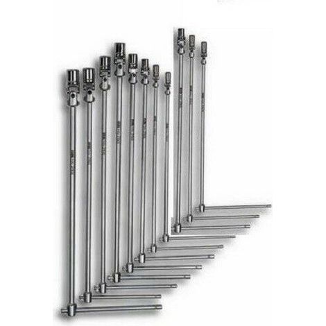 SERIE KIT CHIAVI A T CON SNODO SNODABILE CON MANICO SCORREVOLE 6-19MM 14 PEZZI
