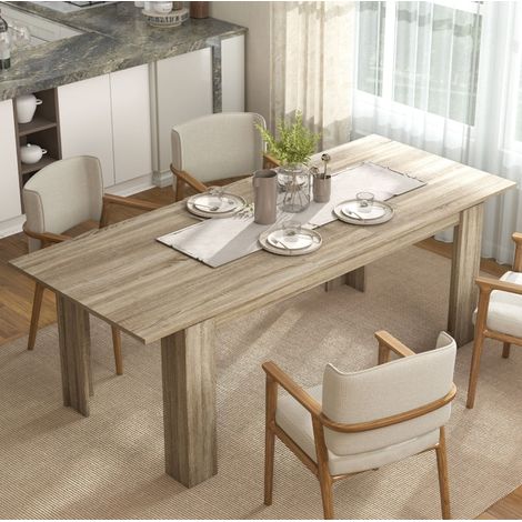 Ausziehbarer Esstisch 260x90x76.6 cm Eiche Holz mit Schmetterlingsmechanismus und Platz für bis zu 10 Personen (1/5)