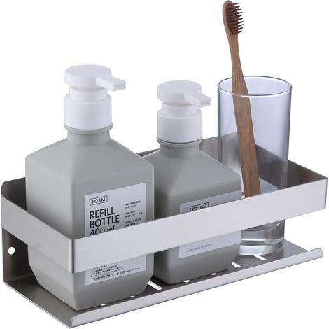 1 Étagère de Douche, Acier Inoxydable SUS304, Nickel Brossé, Sans Perçage, Salle de Bain (1/5)