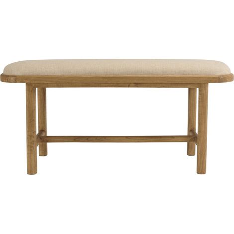 AMY - Banc 1 place avec coussin beige en bois de mindi et rotin (1/5)