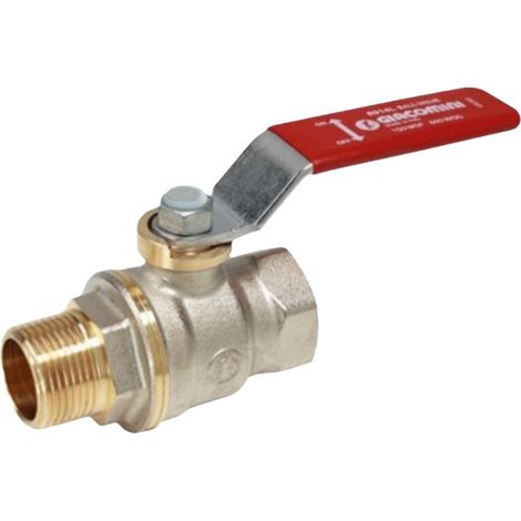 Valvola a sfera in ottone nichelato con leva rossa 1"e 1/4 Maschio Femmina GIACOMINI R914LX026