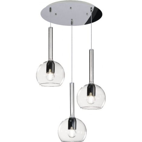 Plafoniera moderna top light future 1155 s3 tp e27 led vetro pirex soffiato lampada soffitto, finitura metallo cromo lucido (1/5)