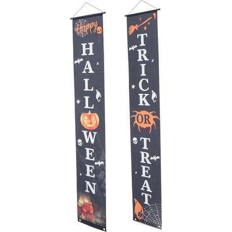5 Ensembles Couplets d'halloween Tromper Ou Traiter Le Panneau De Porte Décor Affiche De La Porte D'entrée d'halloween Autocollant Drapeau Bannière Citrouille Tissu Polyester (1/5)