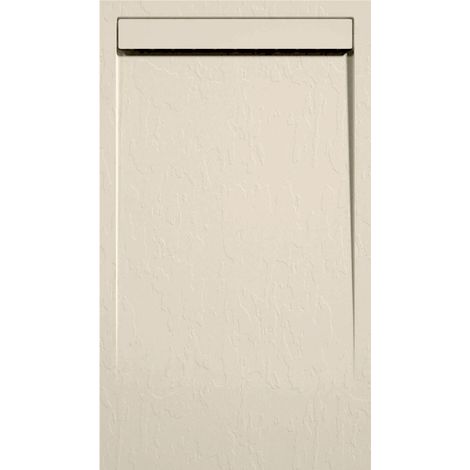 Mineralguss-Duschwanne extra flach CLEVER Schieferoptik BEIGE 70x140 cm Auslaufschutz in Farbe