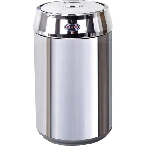 ORION91 Papelera o Cubo Basura Ø24cm x 48,4cm 12 L Tapa Con Sensor Inteligente CROMADO ACERO INOXIDABLE Oficina Teletrabajo - SpazioLuzio