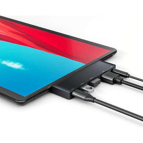 1 Station d'accueil USB-C 5-en-1,sortie HDMI 4K,charge PD 60W,2 ports USB,prise audio,pour Surface Pro X (1/5)