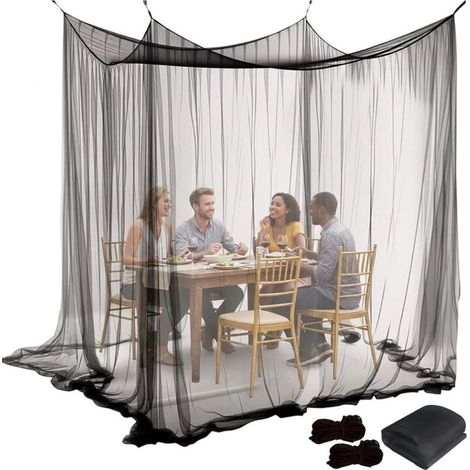 XXL Outdoor Mosquito Net, Black, 300x300x250 cm, 220 Mesh Breathable Mosquito Net, 3x3 Pergola Mosquito Net for Garden, Terrace, Balcony (1/5)