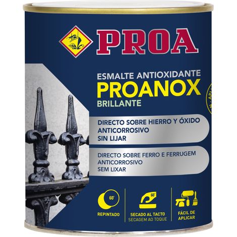Esmalte antioxidante directo sobre óxido Brillante. Blanco. 750 ML. Pintar sobre hierro y óxido sin necesidad de imprimación. PROANOX.
