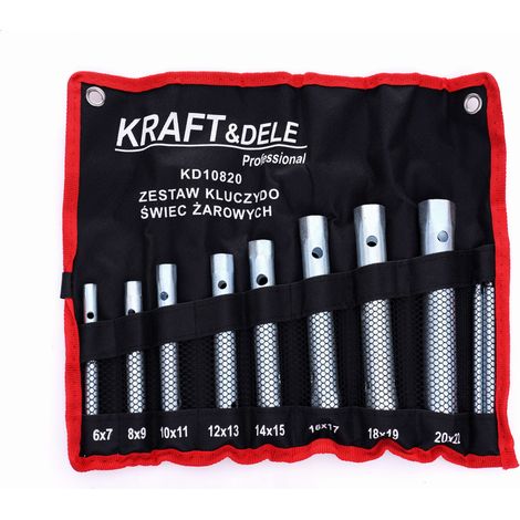 Coffret de clés à bougie de préchauffage 10 pièces – Acier CRV – Tailles 6X7 à 20X22 – Pour moteurs diesel