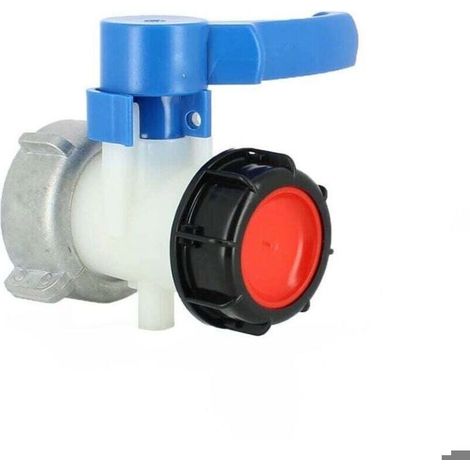 Vanne cuve papillon 2 pouces – Écrou tournant S75X6 – Sortie S60X6 en polyéthylène haute densité – Compatible cuves Schütz (1/4)