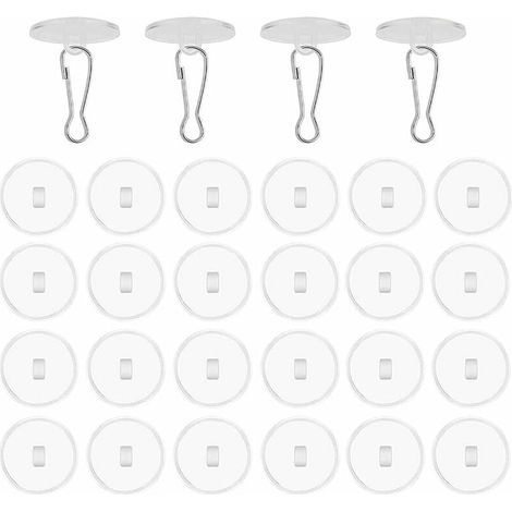 30 crochets de plafond auto-adhésifs transparents sans perçage crochets de support de plafond avec clips de mât de drapeau crochets décoratifs pour accrocher des carillons éoliens, salon, chambre, sal (1/4)