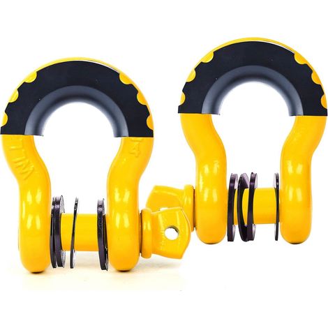 2pcs Shackles 4x4, 4.75T Lifting Shackle, 3/4 Inch Towing Shackles, 4x4 Galvanized Steel Shackles with Rubber Fittings for Trailer Car Truck Pull (Yellow) (1/5)