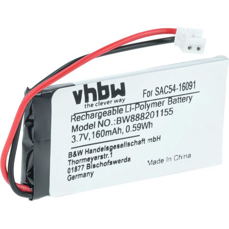 vhbw Batterie remplacement pour Sportdog SAC54-16091 pour collier de dressage (160mAh, 3,7V, Li-polymère)