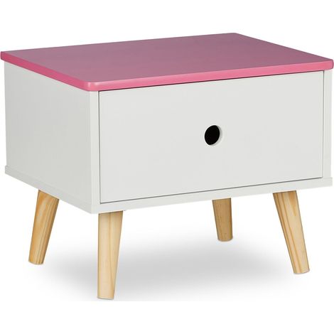 Mesita de noche para niños almacenamiento práctico 60 x 40 x 30 cm en MDF blanco 130012184 (1/5)