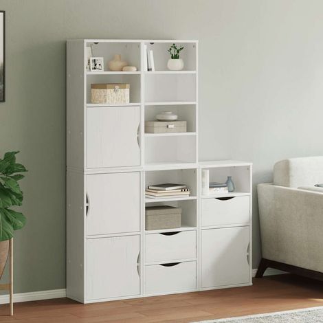 vidaXL Side Cabinets 5 pcs "ODDA" White 40x24x79 cm Solid Wood Pine (1/5)