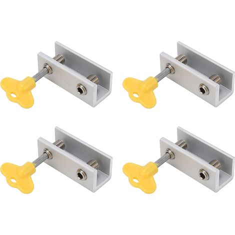 Ensemble de 4 verrous de sécurité réglables en alliage d'aluminium pour fenêtres coulissantes verticales et horizontales, avec clé. (1/5)
