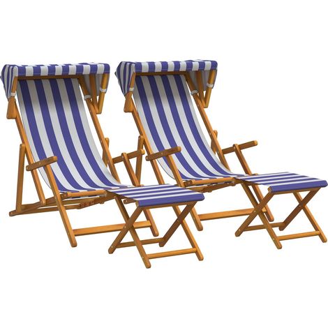 Chaise Longue 4 pcs 3 Position Bois d'eucalyptus massif