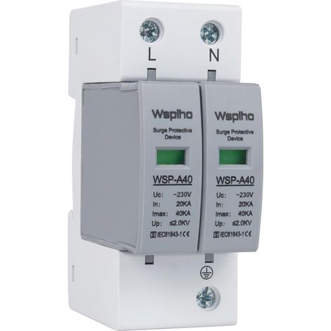 Parafoudre 2 pôles 230 V - Type 2,20-40 KA - Appareil de protection contre la foudre (230 V 20-40 KA) (1/5)