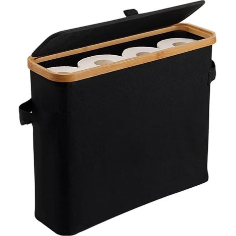 Panier de rangement papier toilette avec couvercle, boîte pliable en (1/5)