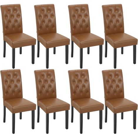 WOLTU 8x Sedia in Similpelle Gambe in Legno cucina sala da pranzo design moderna, Marrone (1/5)