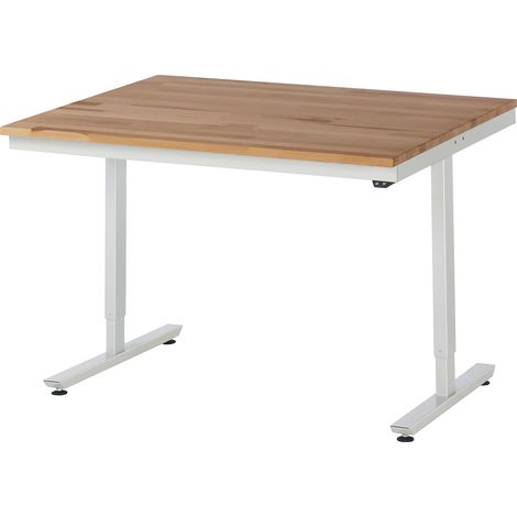 Table de travail adlatus RAU 150 réglable en hauteur électriquement Plateau en hêtre massif 1250 mm x 1000 mm (1/4)
