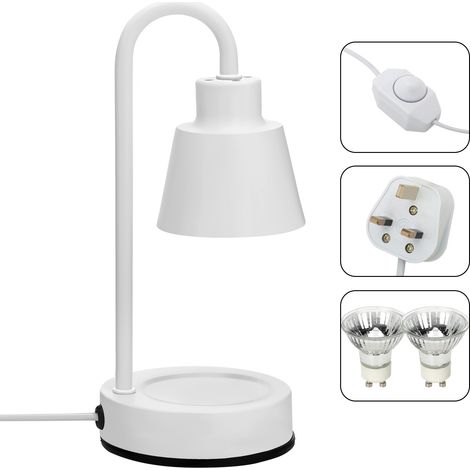 Lámpara de mesa blanca con forma de vela, multifuncional, de estilo retro y ajustable, ideal para sala de estar u oficina. (1/5)