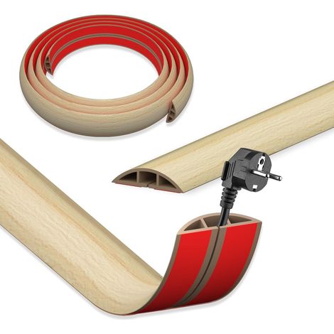 Cache Cable Sol Bois, 3mx5cm Flexible Goulotte Passe Cable Mural  Goulotte Passe Cable Mural, Canal de Câble Protege Cable Sol, Cache Cable Bureau Auto-Adhésif pour Exterieur Maison Entrepôt (1/5)