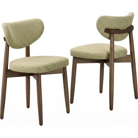 Lot de 2 Chaises de Salle à Manger, Ergonomiques, en Bois Massif, Style Moderne, pour Cuisine, Coiffeuse, Vert (1/5)
