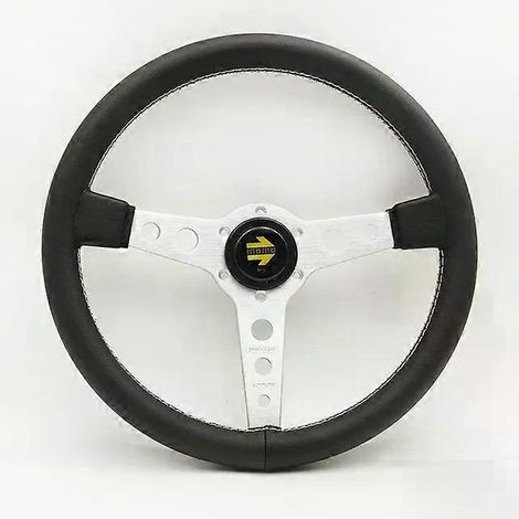 Momo-Lenkrad, Rennlenkrad, Wettbewerbslenkrad, Flachlederlenkrad, Autolenkrad, Volante Momo Sportlenkrad, Lenkrad und Hupe (1/5)
