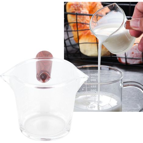 hitzebeständiger Messbecher, Doppelhalsflasche, Kaffeebecher zum Teilen, Wasserkocher mit Holzgriff, kleines Milchkännchen, Küchenutensilien (1/5)