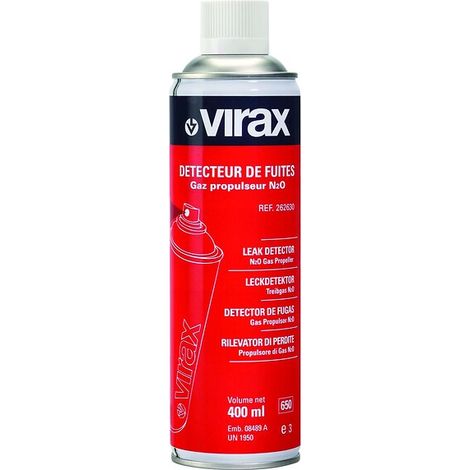 Détecteur de fuite 2626. pour gaz ou air comprimé. aérosol 400 ml net - VIRAX