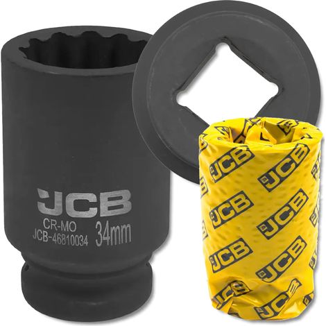 Chiave a bussola a impatto profonda JCB da 3/4" in acciaio Cr-Mo a 12 punte da 34 mm