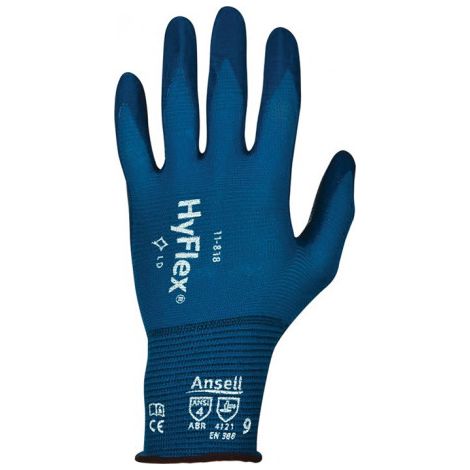 Gant HyFlex Nr.11-818 Taille 10 bleu foncé Nylon-Spandex EN 388 Kat.II (Par 12)