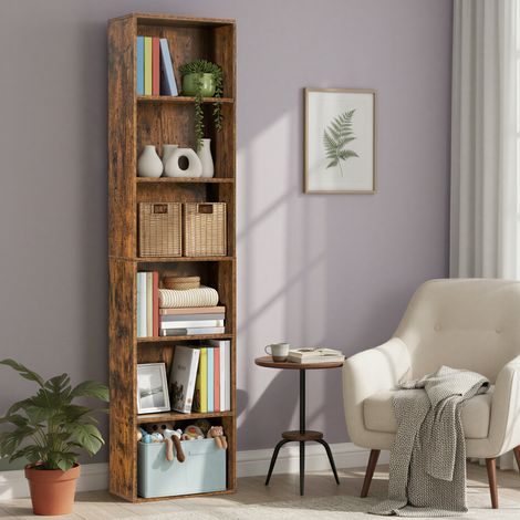 Étagère à 6 Niveaux, Étagère Debout de Style Scandinave, pour Salon, Bureau, Chambre à Coucher, Bureau à Domicile, 24 x 40 x 178,5 cm, Marron (1/5)