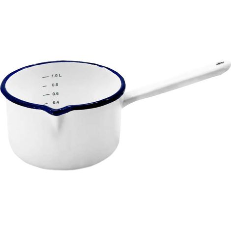 KRÜGER Husum Pentola con Manico, Smaltato, Bianco
